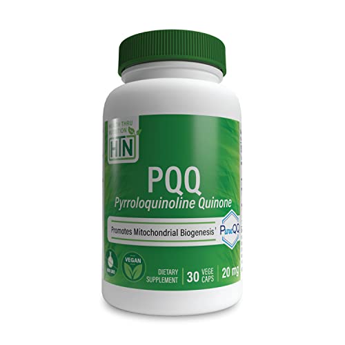 Health Thru Nutrition PQQ 20mg Pyrroloquinoline Quinone as PureQQ | Vegan Certified, Non-GMO Gluten Free | Promotes Motochondrial Biogenesis (Pack of 30)