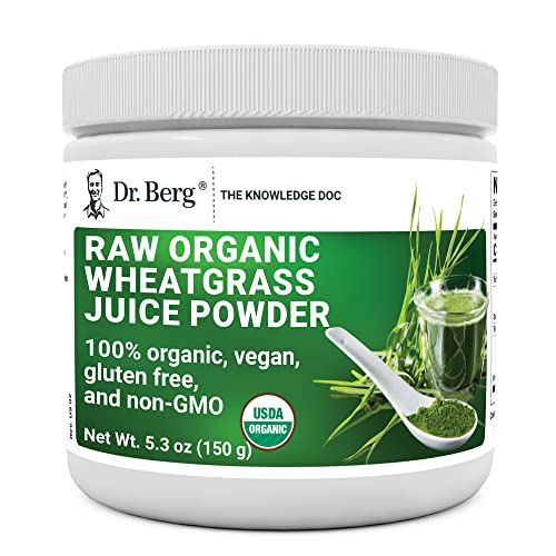 Book Cover Dr. Berg's Wheatgrass Superfood Powder - Raw Juice Organic Ultra-Concentrated Rich in Vitamins and Nutrients - Chlorophyll and Trace Minerals - 60 Servings - Gluten-Free Non-GMO - 5.3 oz (1 Pack)