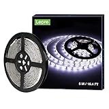 Lepro 12V LED Strip Light, Flexible, Waterproof, SMD 2835, 16.4ft Tape Light for Christmas, Home, Kitchen and More, Daylight White(Power Adapter not Include)