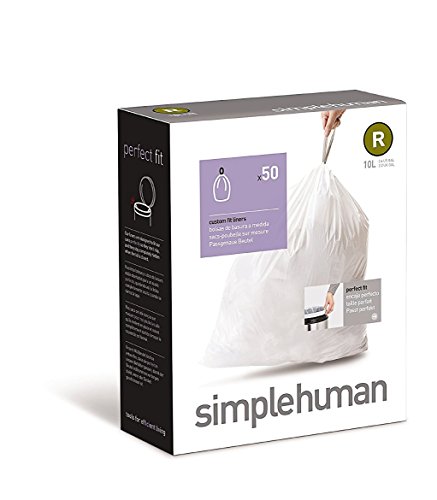 Simplehuman code R, custom fit bin liners, 50 pack