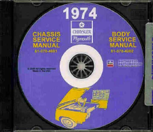 1974 PLYMOUTH REPAIR SHOP & SERVICE MANUAL & BODY MANUAL CD INCUDES: Plymouth Suburban (Custom & Sport), Fury models, Road Runner, Satellite, Custom, Sebring, 'Cuda, Barracuda, Duster, 360, Valiant, and Scamp. 74