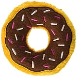 ZippyPaws Donutz - No Stuffing Dog Toys to Keep Them Busy, for Small and Medium Dogs, Squeaky Pet Toy for Boredom, Unstuffed Chew Toy, Soft Plush Puppy Products, Funny Food Toy - Chocolate Donut