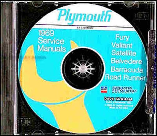 1969 PLYMOUTH REPAIR SHOP & SERVICE MANUAL & BODY MANUAL CD INCUDES: Barracuda, 'Cuda, Belvedere, Road Runner, Satellite, Sport Satellite, GTX, Fury (I, II, &, III), Sport Fury, VIP, Valiant Signet, Valiant 100, and wagons. 69