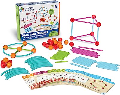 Learning Resources Dive into Shapes! A "Sea" and Build Geometry Set, 129 Pieces