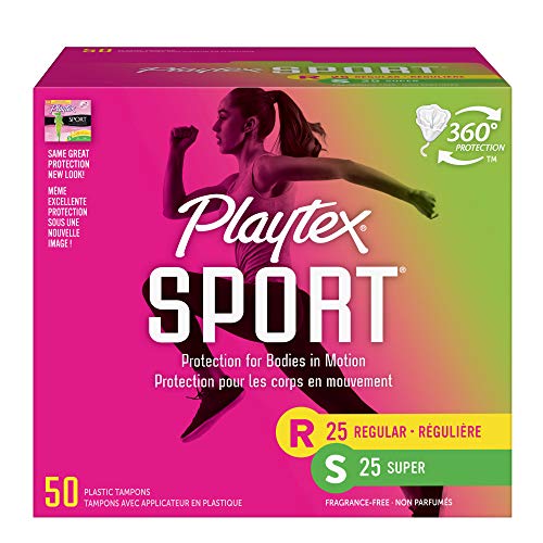 Book Cover Playtex Sport Tampons with Flex-Fit Technology, Regular & Super Multi Pack, Unscented - 50Count
