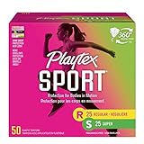 Playtex Sport Tampons with Flex-Fit Technology, Regular & Super Multi Pack, Unscented - 50Count