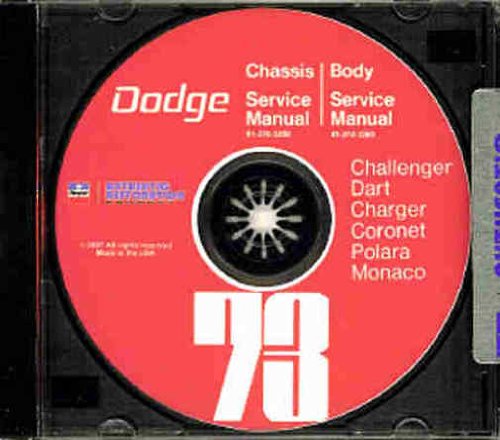 1973 DODGE FACTORY REPAIR SHOP & SERVICE MANUAL & BODY MANUAL CD INCUDES: Challenger, Charger, Rally, SE, Coronet, Crestwood, Dart Sport, Swinger, Monaco, Polara and Custom, including all convertibles and wagons. 73