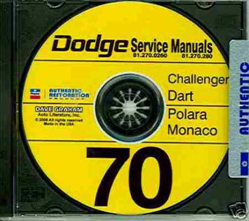 COMPETE 1970 DODGE FACTORY REPAIR SHOP & SERVICE MANUAL & BODY MANUAL CD COVERS: Challenger, Challenger R/T, Dart, Custom, Swinger, Swinger 340, Polara, Special, 500, & Monaco.. 70