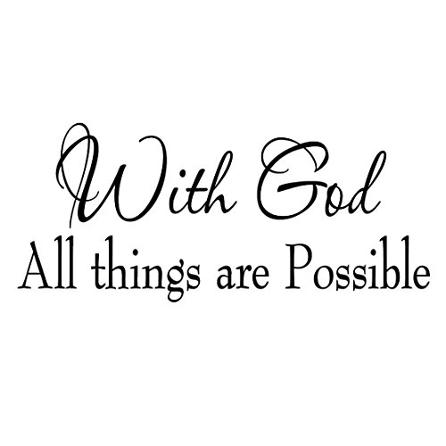 with God All Things are Possible Faith Wall Decals Religious Quotes Family Scripture Home Decor Christian Vinyl Wall Art