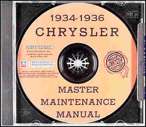 1934 1935 1936 CHRYSLER & IMPERIAL REPAIR SHOP & SERVICE MANUAL & BODY MANUAL CD INCUDES: Chrysler Six (CA, CB, C6, C7), Airflow Chrysler Eight (CU, CZ, C1, C9), Chrysler De Luxe Eight (C8). 34 35 36