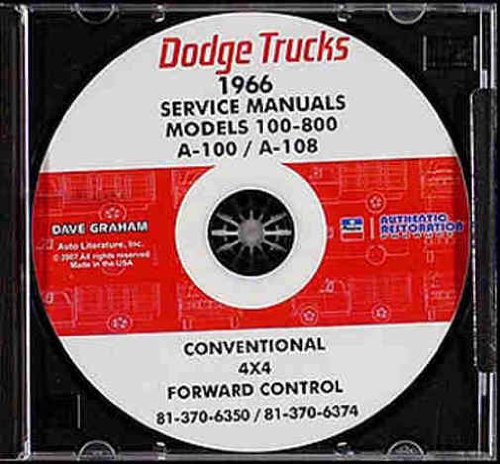 1966 DODGE TRUCK & PICKUP REPAIR SHOP & SERVICE MANUAL CD INCLUDES 100, 200, 300, 400, 500, 600, 700, 800, D, P, S, W, Pickup, Panel, Forward Control, School Bus, Power Wagon, A40, A50, A60, A100, Panel Van, Sportman Wagon, Custom Sportsman