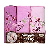 Frenchie Mini Couture, Hooded Baby Bath Towel Set, 80% Cotton/20% Polyester, I Love Mommy and Daddy, Girl, Pack of 3