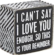 Book Cover Primitives by Kathy 23238 Chevron Trimmed Box Sign, 3 x 3-Inches, I Love You