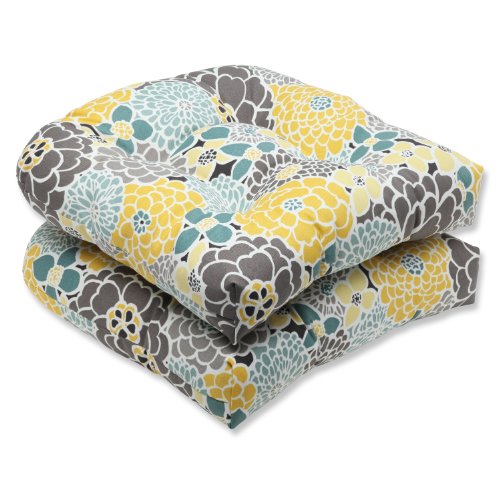 Book Cover Pillow Perfect Outdoor Full Bloom Wicker Seat Cushion, Set of 2
