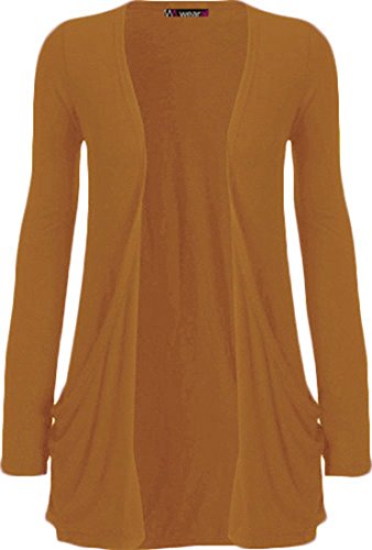 WearAll Women's Long Sleeve Pocket Cardigan - Mustard - US 12-14 (UK 16-18)
