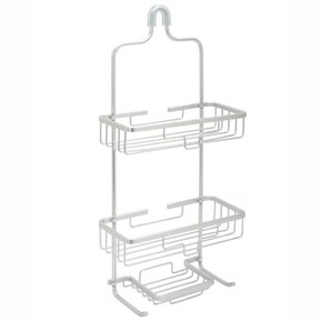 Zenna Home Rustproof Hanging Shower Caddy, Over the Shower Head Caddy with 2 Shelves and Built In Hooks, Aluminum Bathroom Hanging Organizer, Satin Chrome