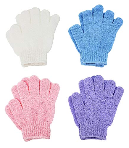 Book Cover ATB 4 Pairs Exfoliating Gloves - Premium Scrub Wash Mitt for Bath or Shower - Luxury Spa Exfoliation Accessories For Men and Women