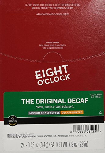 Book Cover Eight O'Clock Original Decaf Coffee K-Cup Pods, 3 Oz, Box Of 24 Pods