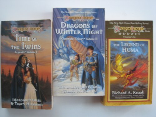 set of 3 volumes: Dragon Lance Saga: The Legend of Huma (volume one h.e.r.o.e.s.) Dragons of Winter Night (Chronicles Trilogy Volume II) and Time of the Twins (Legends Volume I)