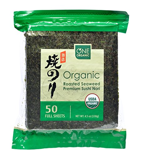 Book Cover ONE ORGANIC Sushi Nori Premium Roasted Organic Seaweed (50 Full Sheets)