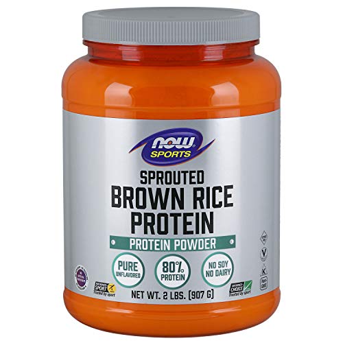 Book Cover NOW Sports Nutrition, Sprouted Brown Rice, 80% Protein, Unflavored Powder, 2-Pound, 32.0 Ounce