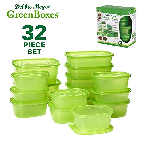 Book Cover Debbie Meyer GreenBoxes, Food Storage Containers with Lids, Keep Fruits, Vegetables, Baked Goods & Snacks Fresher Longer! BPA Free, Microwave & Dishwasher Safe- 32 Piece Set