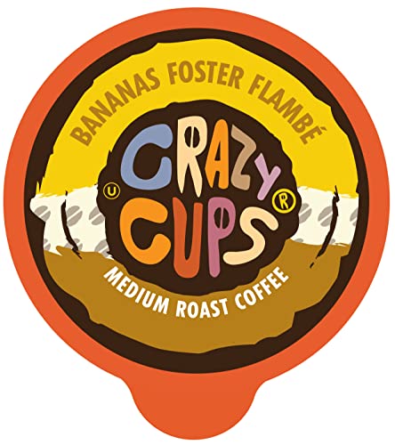 Book Cover Crazy Cups Flavored Coffee for Keurig K-Cup Machines, Bananas Foster Flambe', Hot or Iced Drinks, 22 Single Serve, Recyclable Pods