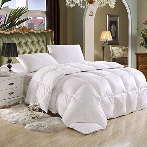 Book Cover Egyptian Bedding Luxurious Twin/Twin XL Extra Long Hard-to-FIND 70 Oz Fill Weight Goose Down Alternative Comforter, 600 Thread Count 100% Egyptian Cotton Cover, 750 Fill Power, Solid White Color