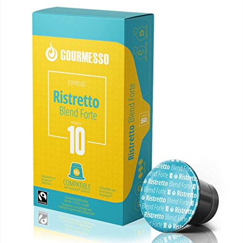 Book Cover Gourmesso Ristretto Blend Forte - 10 Nespresso Machine Compatible Coffee Capsules - Fair Trade | High Intensity