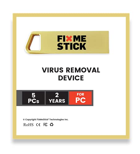 Book Cover FixMeStick Gold Computer Virus Removal Stick for Windows PCs - Unlimited Use on Up to 5 Laptops or Desktops for 2 Years - Works with Your Antivirus