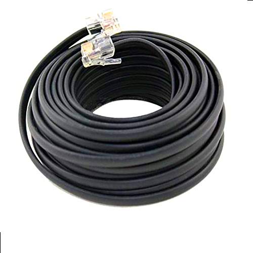 BoostWaves 50' Foot Black Telephone Extension Cord Cable Line Wire RJ-11