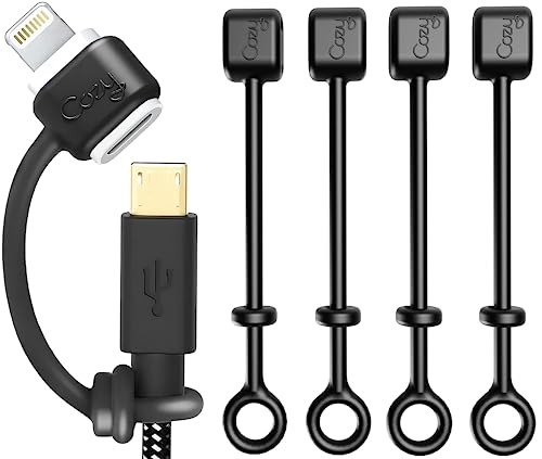 [5-Pack] Charging Cable Keeper/Adapter Tether/Holder, Compatible with Apple Pencil USB-C Adapter, Micro USB Adapter | Perfect for Keychain, Car, Travel (Black - 5 Pack)