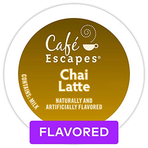 Book Cover Café Escapes Chai Latte, Single Serve Coffee K-Cup Pod, Flavored Coffee, 72