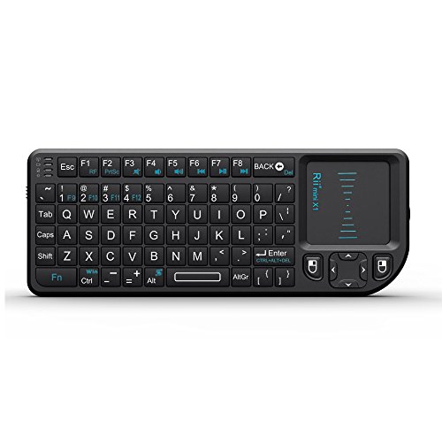 Rii 2.4G Mini Wireless Keyboard with Touchpad Mouse,Lightweight Portable Wireless Keyboard Controller with USB Receiver Remote Control for Windows/ Mac/ Android/ PC/Tablets/ TV/Xbox/ PS3. X1-Black  .