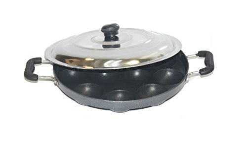 Book Cover Tabakh AppamPatra Paniyaram Non Stick Appam Pan with Stainless Steel Lid, 9.5