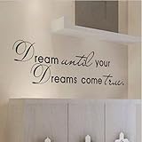 Picniva Black 5'' X 24'' Dream Until Your Dreams Come True Wall Famous PVC Wall Sticker Decal Quote Art Vinyl