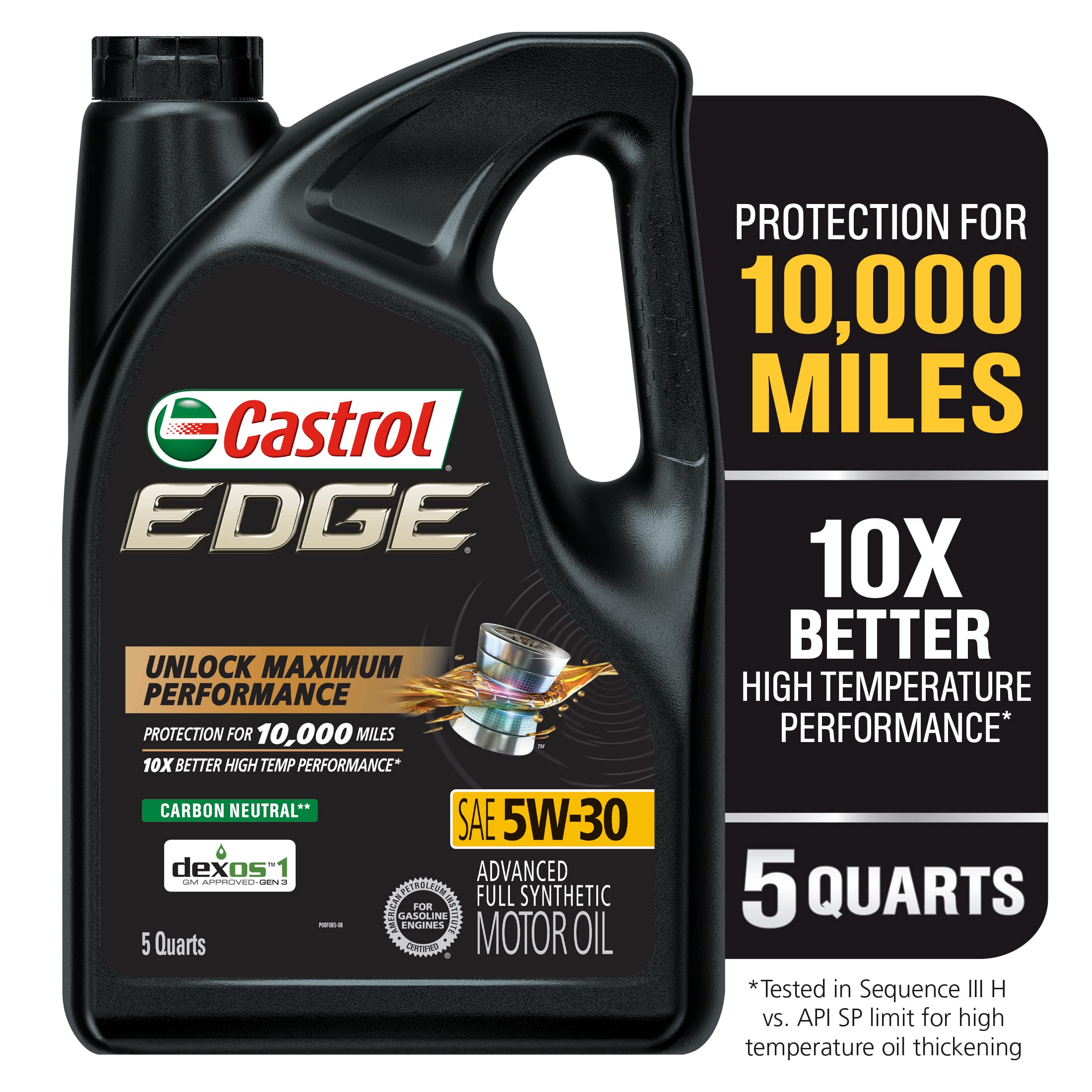 Castrol 03084 Edge 5W-30 Advanced Full Synthetic Motor Oil, 5 Quarts 5 Quart Advanced Full Synthetic Oil 5W-30