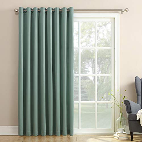 Book Cover Sun Zero Barrow Extra-Wide Energy Efficient Sliding Patio Door Curtain Panel with Pull Wand, 100