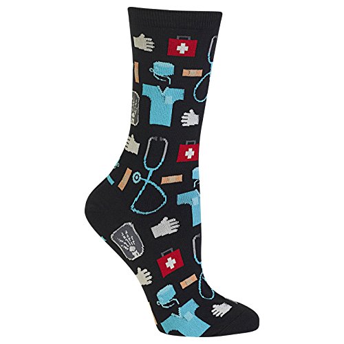 Hot Sox Women's Nurse and Doctor Medical Crew Socks, Black