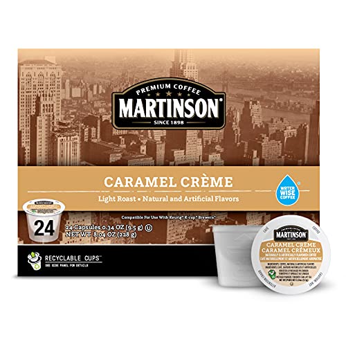 Martinson Caramel Crème Flavored Coffee, Light Roast, Keurig K-Cup Brewer Compatible Pods, 24 Count (Pack of 1)
