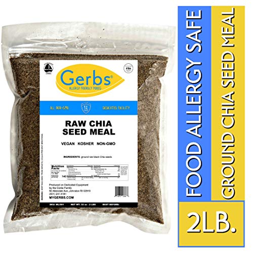 Book Cover Gerbs Ground Chia Seed Meal, 2 LBS - Top 14 Food Allergy Free & NON GMO - Vegan & Keto Safe - Cold Milled Full Oil Seed Protein Powder ...