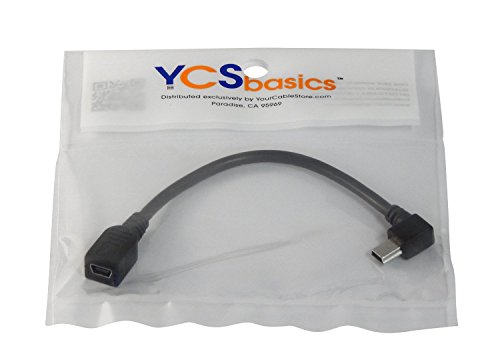YCS basics 6 Inch USB 2.0 Mini B Female to Right Angle Mini B Male Extension Cable 0.5 Ft