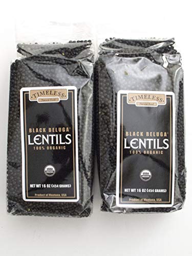 Timeless Natural Food Certified 100% Organic Black Beluga Lentils Montana Pack Of 2 454 G 16 Oz Each 2 Pack