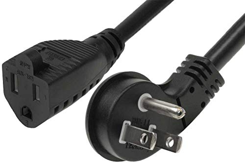 SF Cable, 3ft Ultra Low Profile Angle NEMA 5-15P to 5-15R with 36 inches 16/3 AWG SJT