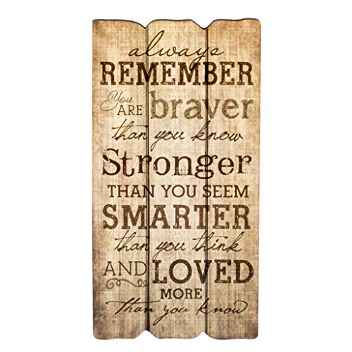 Book Cover P. Graham Dunn 12 x 6 Small Fence Post Wood Look Decorative Sign Plaque, Remember Stronger Braver Smarter