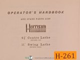 Harrison L5, 4 1/2" Centre 1" Swing Lathe, Operations Maintenance Spare Parts Manual
