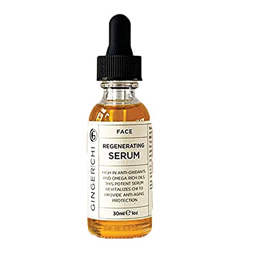 GingerChi Face Serum Skin Brightening Oil Wrinkle Free High in Anti-Oxidants Omega Rich Oils Dark Circle Age Spots Revitalizes Chi Anti-Aging Protection 1oz