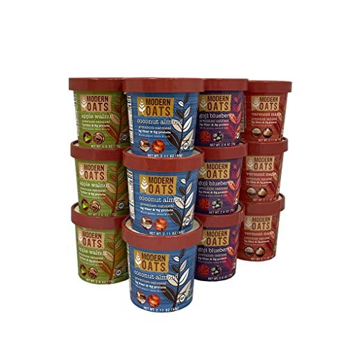 Modern Oats All Natural Oatmeal Cups - Variety Pack 2.6 oz (Pack of 12)