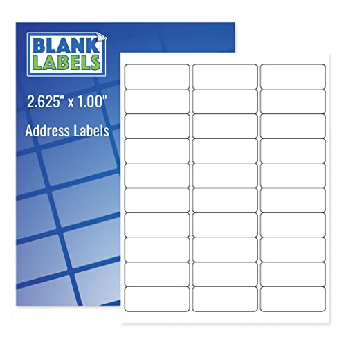 Blank Labels Address Labels, Permanent White Matte Label Inkjet and Laser Printer Guaranteed, Easy to Peel Made in USA 2.625 x 1 7,500 Labels 250 Sheets