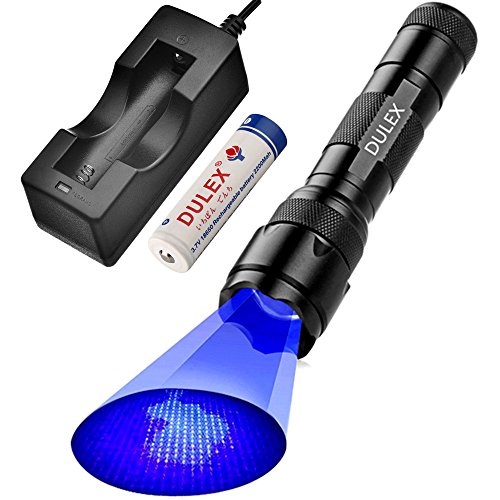 DULEX Black Light Flashlight, High Intensity 395 - 410 nm UV Blacklight Ultraviolet Led Flashlights with charger for Leak Detector, Pet Urine Stain, Scorpion, Bed Bug